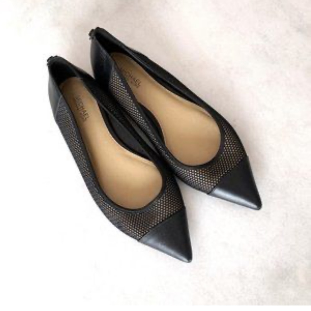 Michael Kors perforated leather flats size 7.5 black and tan